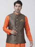 Vastramay Silk Blend Black and Gold Baap Beta Ethnic Jacket